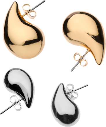 Ohrstecker Tropfenform, Gold- & Silber-Optik, 4 St ebelin