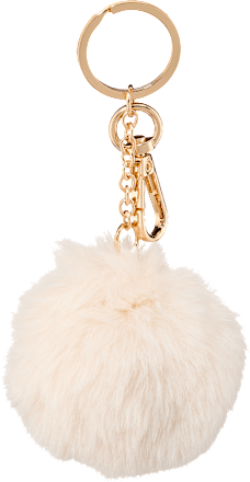 Schüsselanhänger Fellball, creme, 1 St