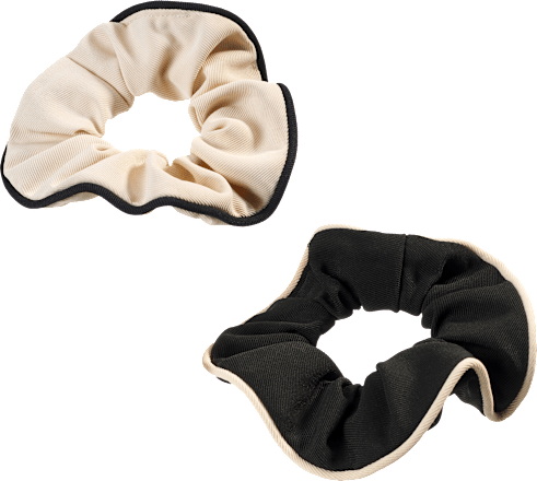 Scrunchie zwart/beige, 1 stuk