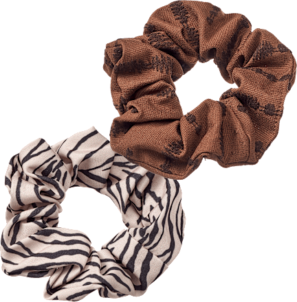 Scrunchies braun/Zebra-Muster, 2 St
