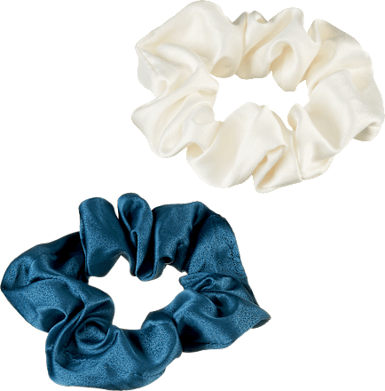 Scrunchies recycelt, blau/creme, 2 St ebelin