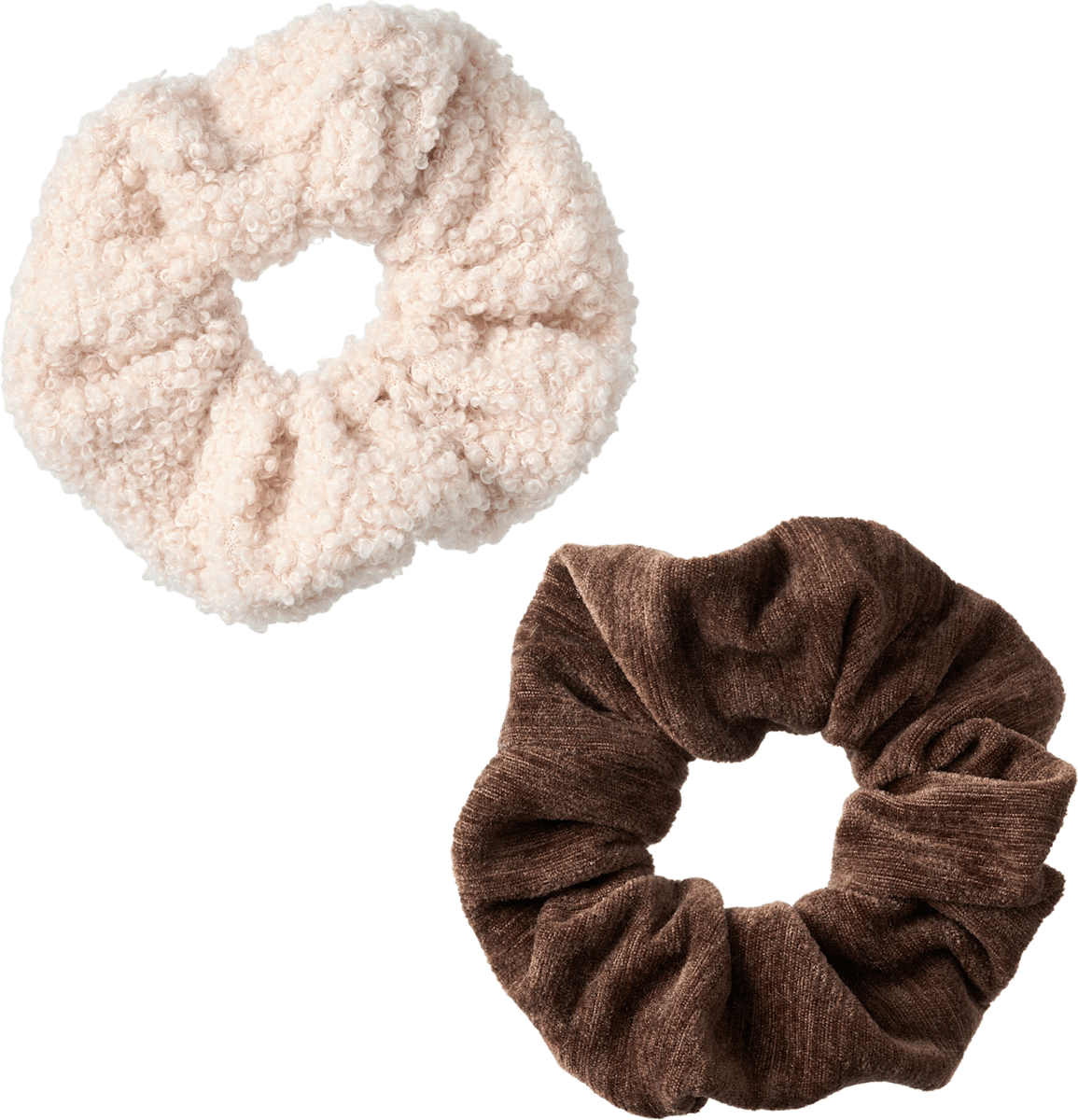Scrunchies Teddystoff & Cord, beige/braun, 2 St