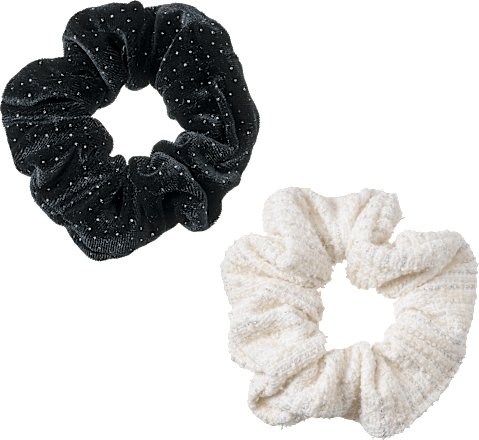 Scrunchies, weiß/schwarz, 2 St ebelin