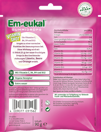 Gummidrops, Vitamin Shot Sauer, 90 g