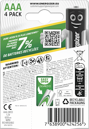 Batterij Opladen Universeel AAA 600 mAh, 4 stuks