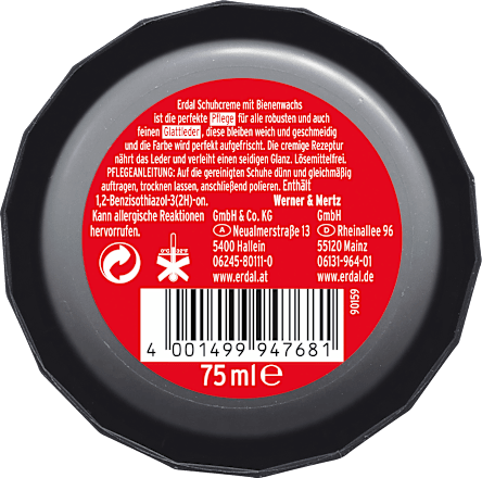 Schuhcreme schwarz, 75 ml Erdal