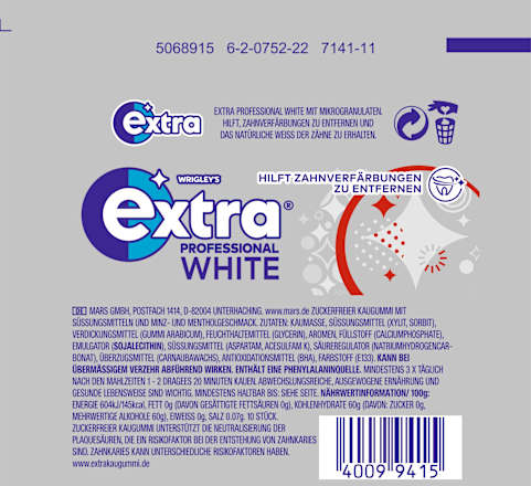 Kaugummi, Extra Professional White, zuckerfrei, 10 St