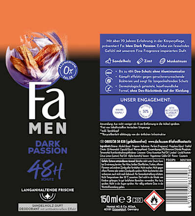 Deodorantspray Men Dark Passion, 150 ml