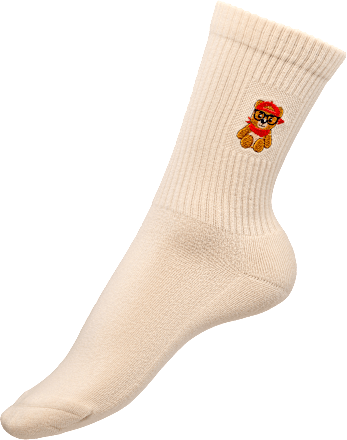 Crew Socken mit Teddy-Motiv beige Gr. 39-42, 1 St