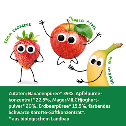 Kindersnack Smoothie-Chips Banane Apfel Erdbeere mit Joghurt, ab 3 Jahren, 16 g