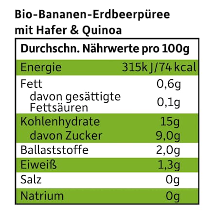 Quetschie Banane, Erdbeere mit Hafer & Quinoa ab 6 Monaten, 100 g
