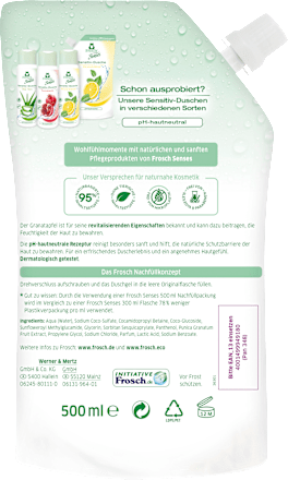 Duschgel Granatapfel sensitiv, Nachfüllpack, 500 ml Frosch Senses