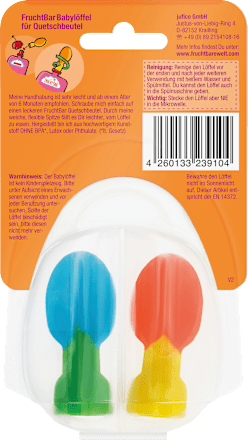 Babylepel voor knijpzakjes, vanaf 6 maanden, 2 stuks