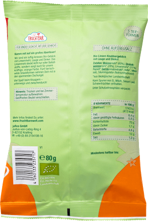 Kindersnack Linsen-Tiere mit Lauge & Dinkel, ab 3 Jahren, 80 g