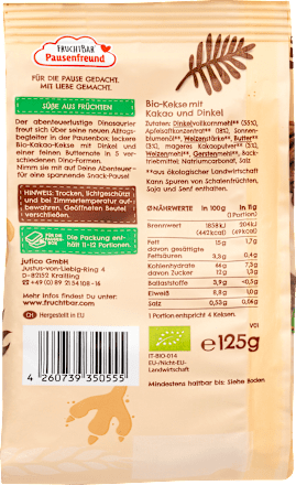 Kinderkekse Dino-Kekse Kakao-Dinkel ab 3 Jahren, 125 g