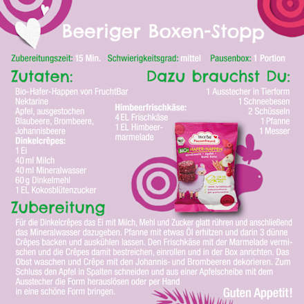 Kindersnack Pausenfreund Hafer-Happen, Himbeere, Apfel & Rote Bete ab 3 Jahren, 80 g
