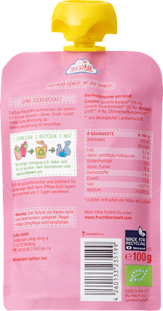 Quetschie Kirsche-Banane-Grieß, ab 6 Monaten, 100 g