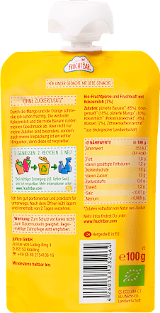 Quetschie Mango, Orange, Kokosmilch & Banane, ab 6 Monaten, 100 g