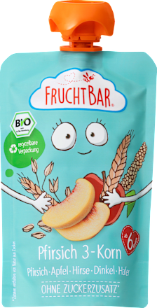 Quetschie Pfirsich-3-Korn, ab 6 Monaten, 100 g