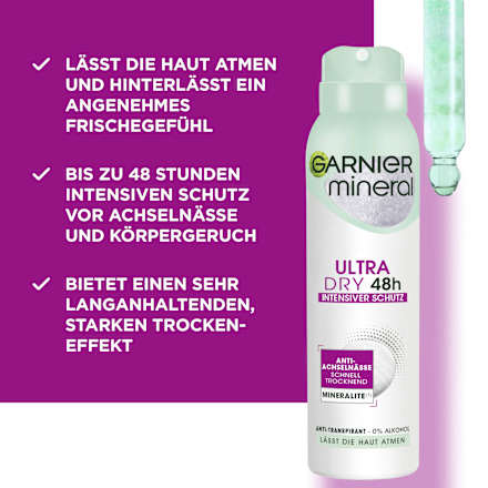 Antitranspirant Deospray Mineral Ultra Dry 48h, 150 ml GARNIER mineral
