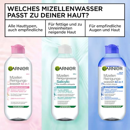 Mizellenwasser empfindliche Haut und Augen All in 1, 400 ml