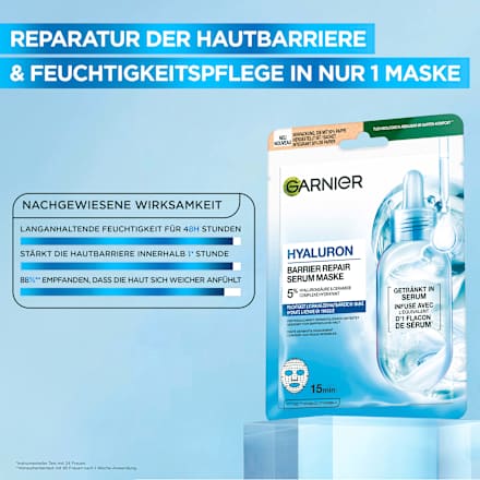 Tuchmaske Serum Hyaluron Barrier Repair, 28 g Garnier Skin Active