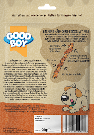 Hondensnacks Kip Rijststicks, Volwassen, 90 g