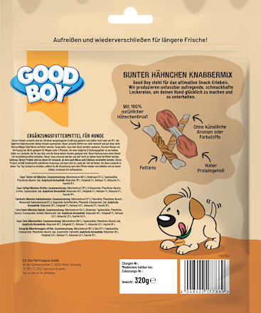 Kausnack Hund Hähnchen Knabbermix, Adult, 320 g
