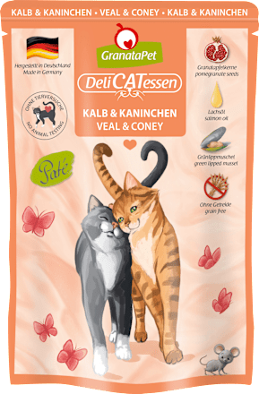 Nassfutter Katze mit Kalb & Kaninchen, 85 g GranataPet
