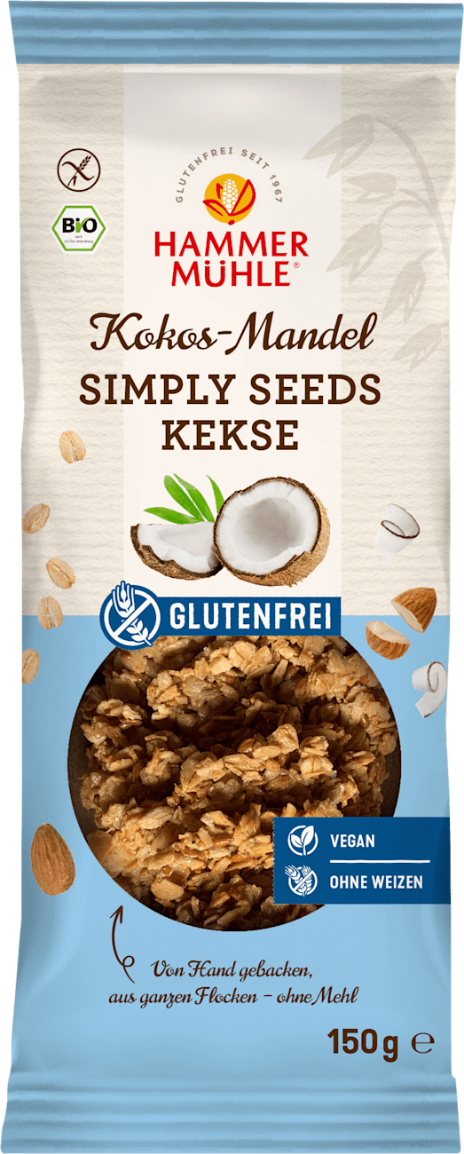 Biscuits coco-amande Hammermühle, Simply Seeds, sans gluten, 150 g