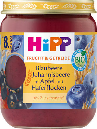 Frucht & Getreide Blaubeere Johannisbeere in Apfel mit Haferflocken ab dem 8.Monat, 160 g