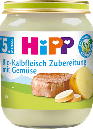Menü Kalbfleisch-Zubereitung mit Gemüse ab dem 5.Monat, 125 g