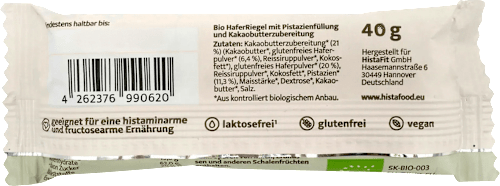 Haferriegel Weiße Creme & Pistazie, 40 g