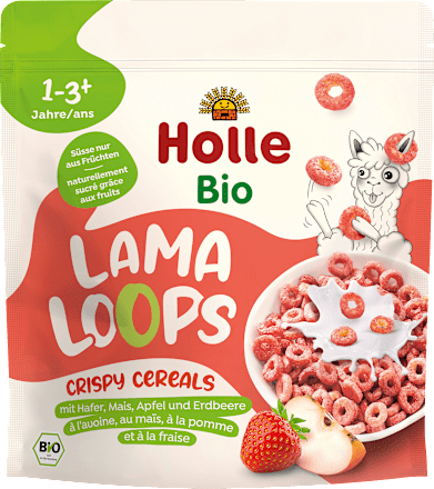 Kindermüsli Knusper Lama Loops mit Hafer, Mais, Apfel & Erdbeere, ab 1 Jahr, 125 g