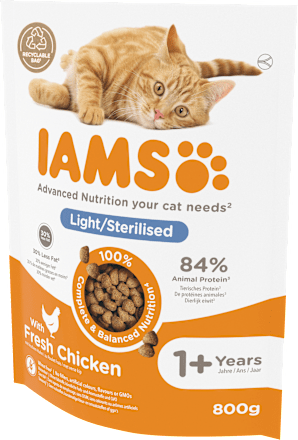 Droog kattenvoer gesteriliseerd met kip, volwassen, 800 g