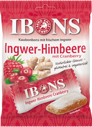 Bonbon, Ingwer-Himbeere mit Cranberry, 92 g