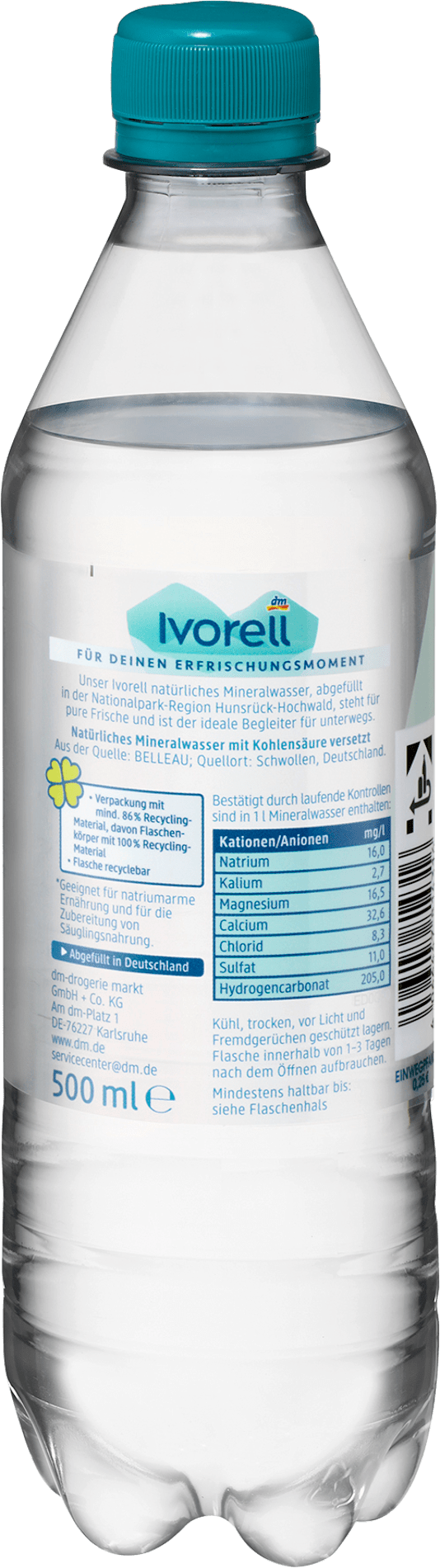 Ivorell Eau minérale naturelle, Medium, 0,5 l USAGE UNIQUE