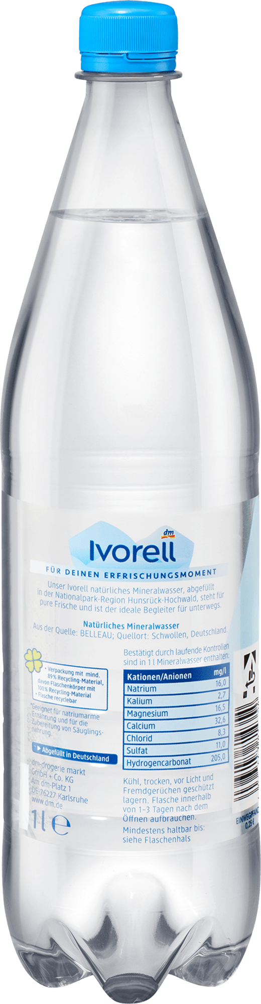 Ivorell Eau minérale naturelle, plate, 1 l USAGE UNIQUE