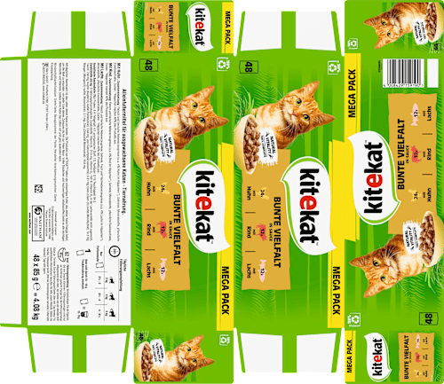 Nat kattenvoer kleurrijke variatie in saus, mega verpakking (48 x 85 g), 4,08 kg