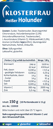 Heißer Holunder Heißgetränk Beutel 10 St., 150 g
