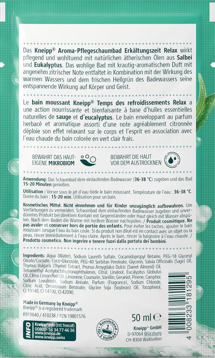 Kneipp Schaumbad Erkältungszeit Relax, 50 ml