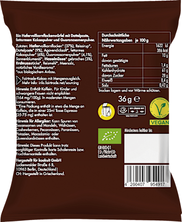 Koffein Bites Chocolate, 36 g koawach