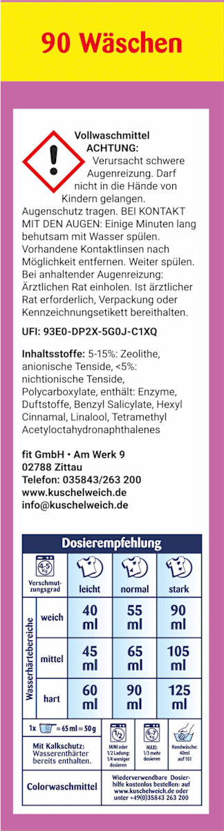 Kuschelweich Colorwaschmittel Pulver Blütenfrische, 90 Wl