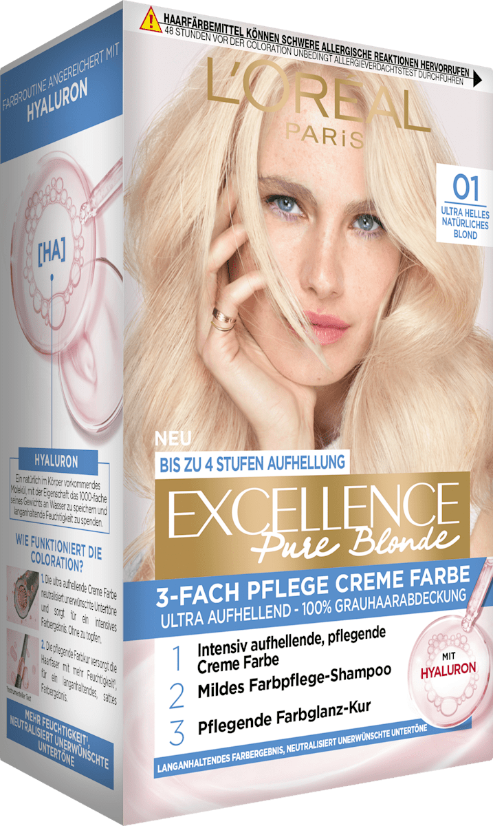 L'ORÉAL PARiS EXCELLENCE Creme Haarfarbe Excellence Pure Blond 01 ultra helles natürliches Blond, 1 St