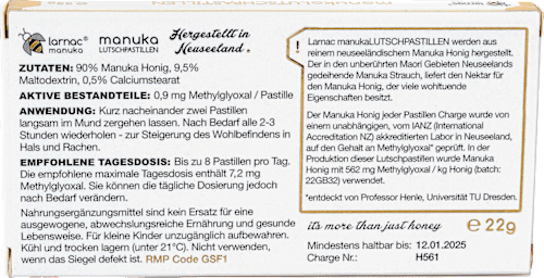 Manuka Lutschpastillen MGO 500+, 22 g Larnac