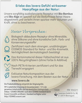 Festes Shampoo Volumen & Kraft, 50 g lavera NATURKOSMETIK