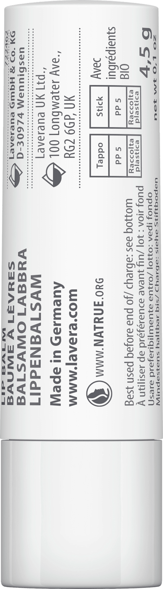 lavera COSMÉTIQUE BIO Baume à lèvres Base Sensitiv, 4,5 g