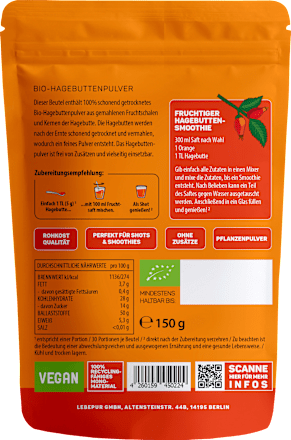 Pflanzenpulver, Hagebutte, 150 g