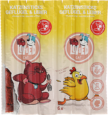 Katzenleckerli Sticks mit Geflügel & Leber, 30 g