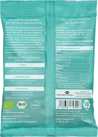 Hafer Cracker Sesam & Amaranth Mama, 100 g